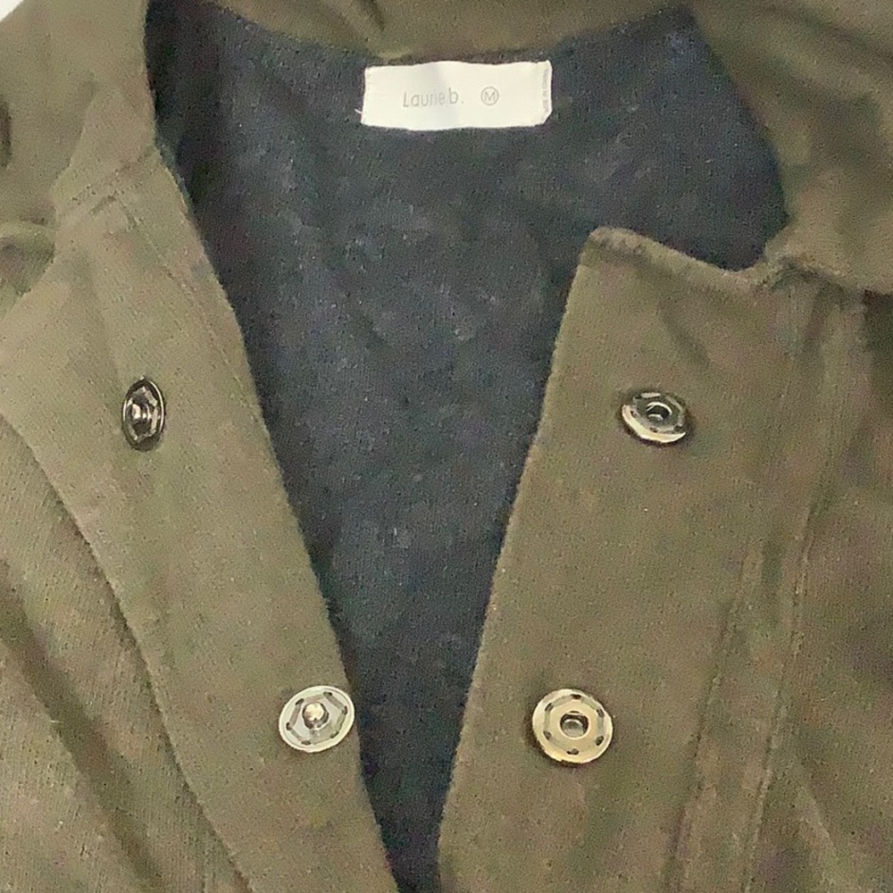 Laurie b. Anthropologie cotton / cashmere blend army green jacket.  Sz M - Picture 9 of 11